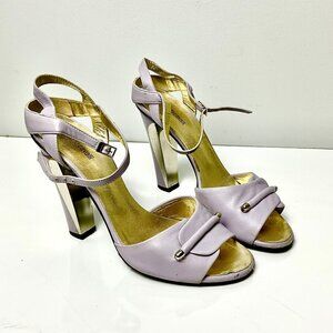 Roberto Cavalli Lavander Leather Ankle Strap Heels EU38 Made in Italy